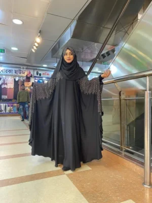 Abaya Borka with Hijab – DMC পাথর কাজসহ ফুল সেট