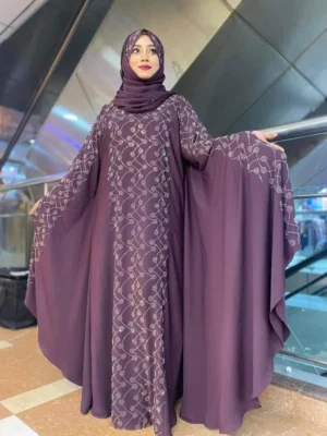 Abaya Borka with Hijab – স্টোন পাথর কাজসহ ফুল সেট