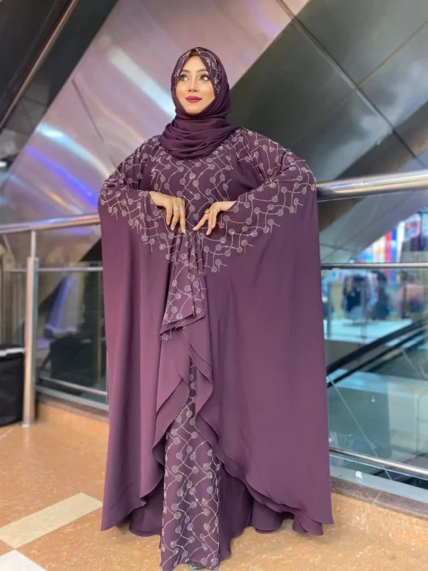 Abaya Borka with Hijab – স্টোন পাথর কাজসহ ফুল সেট