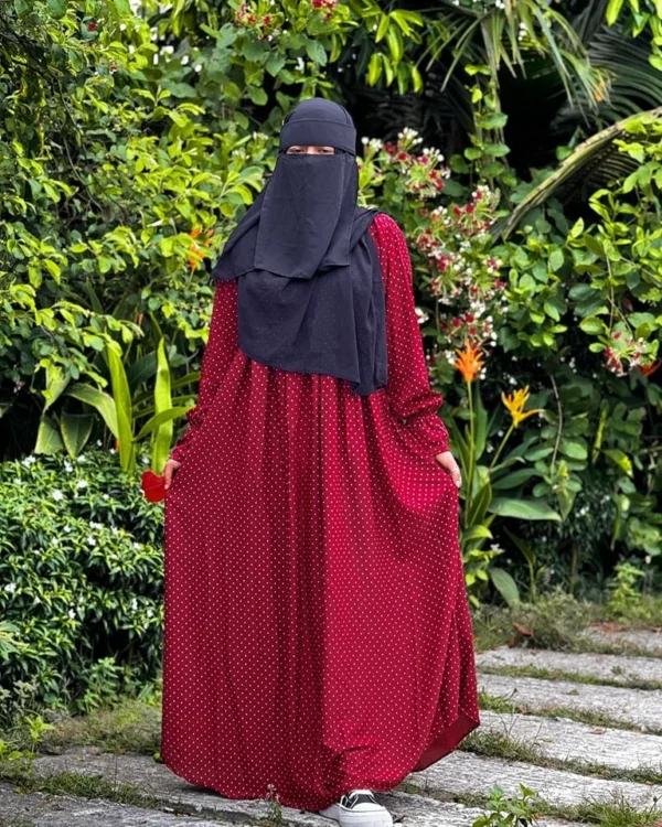 Ball Print Borka – Dubai Cherry Fabric (Only Borka)
