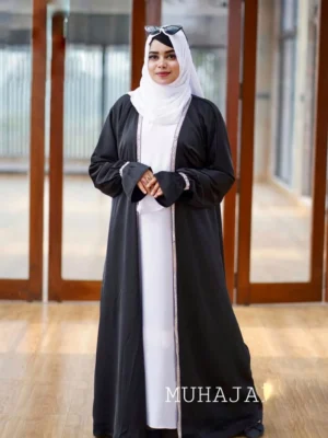 Borka Set with Koti Inner and Hijab – কারচুপি লেচ কাজসহ ফুল সেট