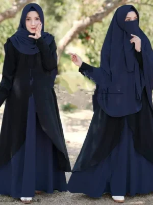 Dubai Cherry Borka with Hijab Nikab Set – মালয়েশিয়ান স্টাইল ফুলসেট