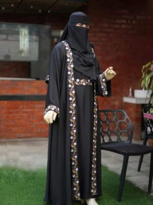 Dubai Cherry Borka – অরিজিনাল ১০০% দুবাই ফেব্রিক্স ও এমব্রয়ডারি ফুল সেট