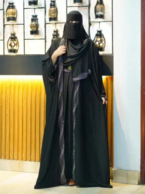 Dubai Party Borkha – অরিজিনাল দুবাই চেরি কাপড়ের ৫ পিস ফুল সেট