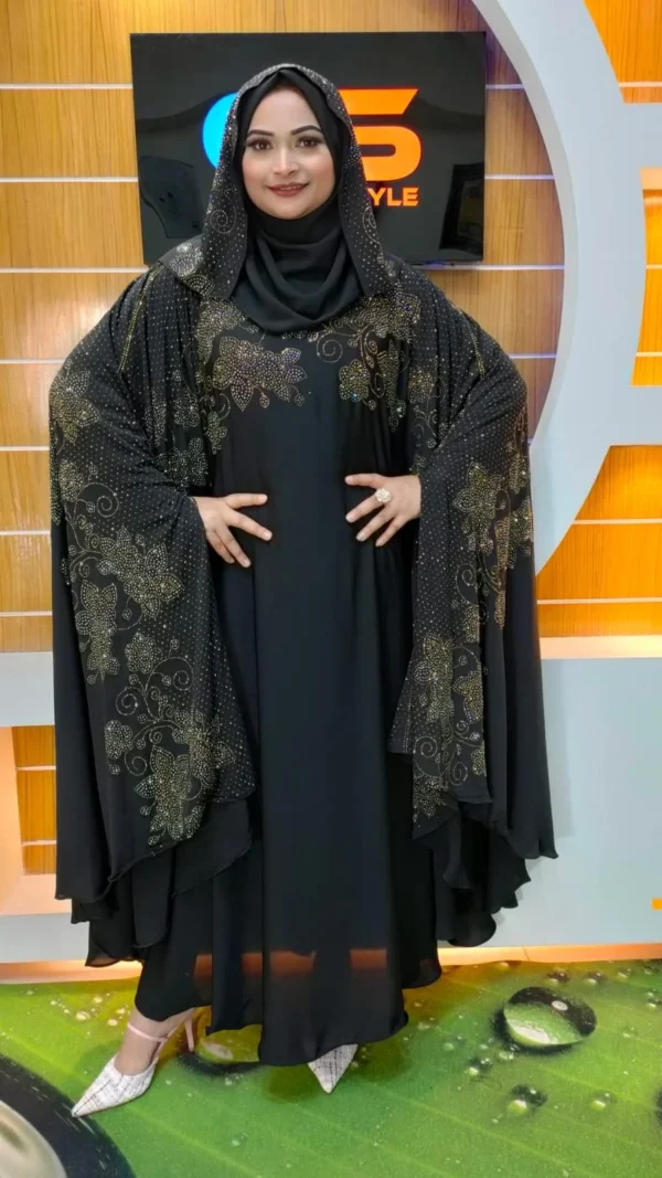 Stone Borka with Hijab – সম্পূর্ণ স্টোন ওয়ার্কের আভিজাত্য